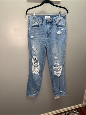 Pistola Presley Distressed High-Rise Straight Leg Jeans Size 28